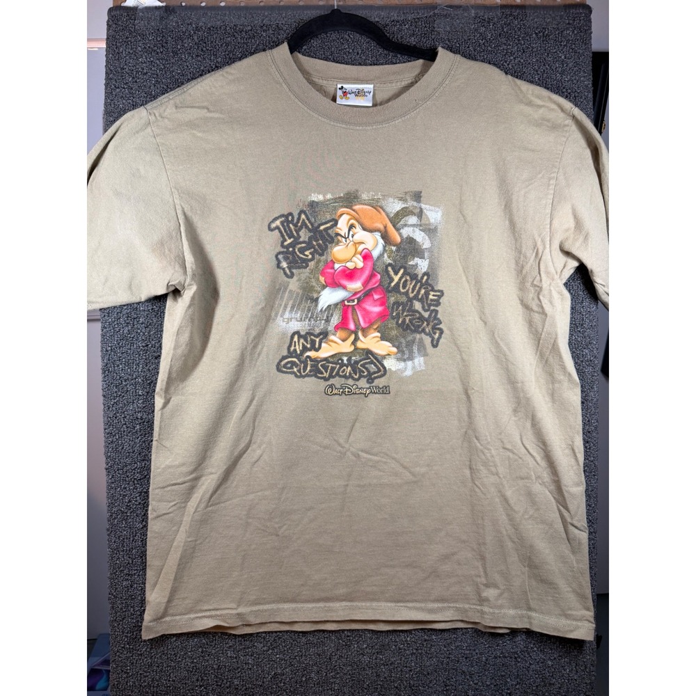 Walt Disney World T-Shirt Mens XL Tan Grumpy Im Right Youre Wrong Graphic Tee